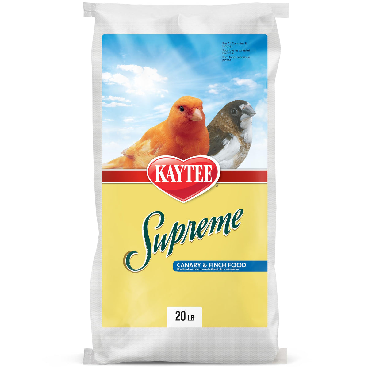 Kaytee Supreme pour canari et pinsons – emballage clair facilitant le stockage.
