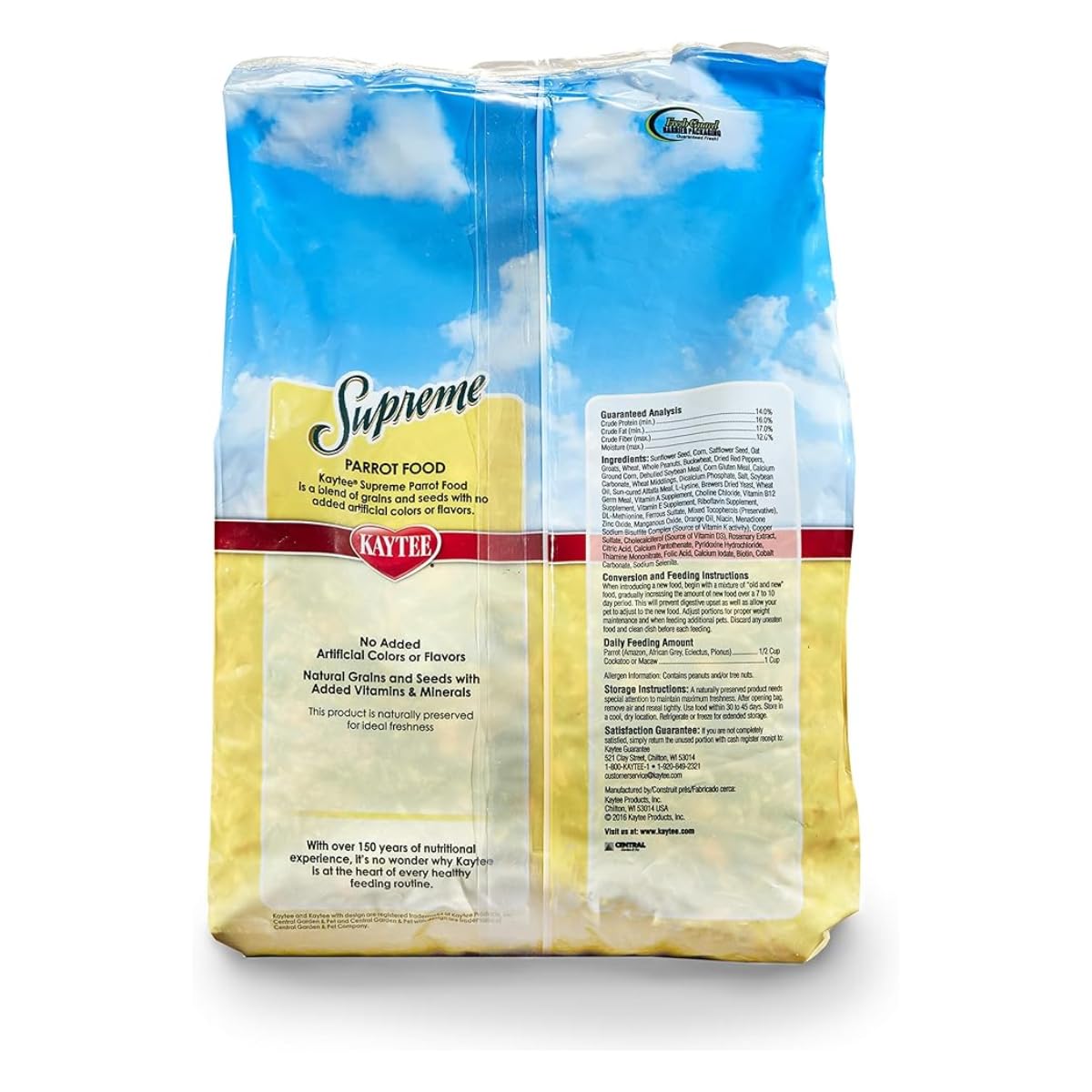Kaytee Supreme: granulés naturels et graines aimés par l'oiseau, pour une alimentation simple