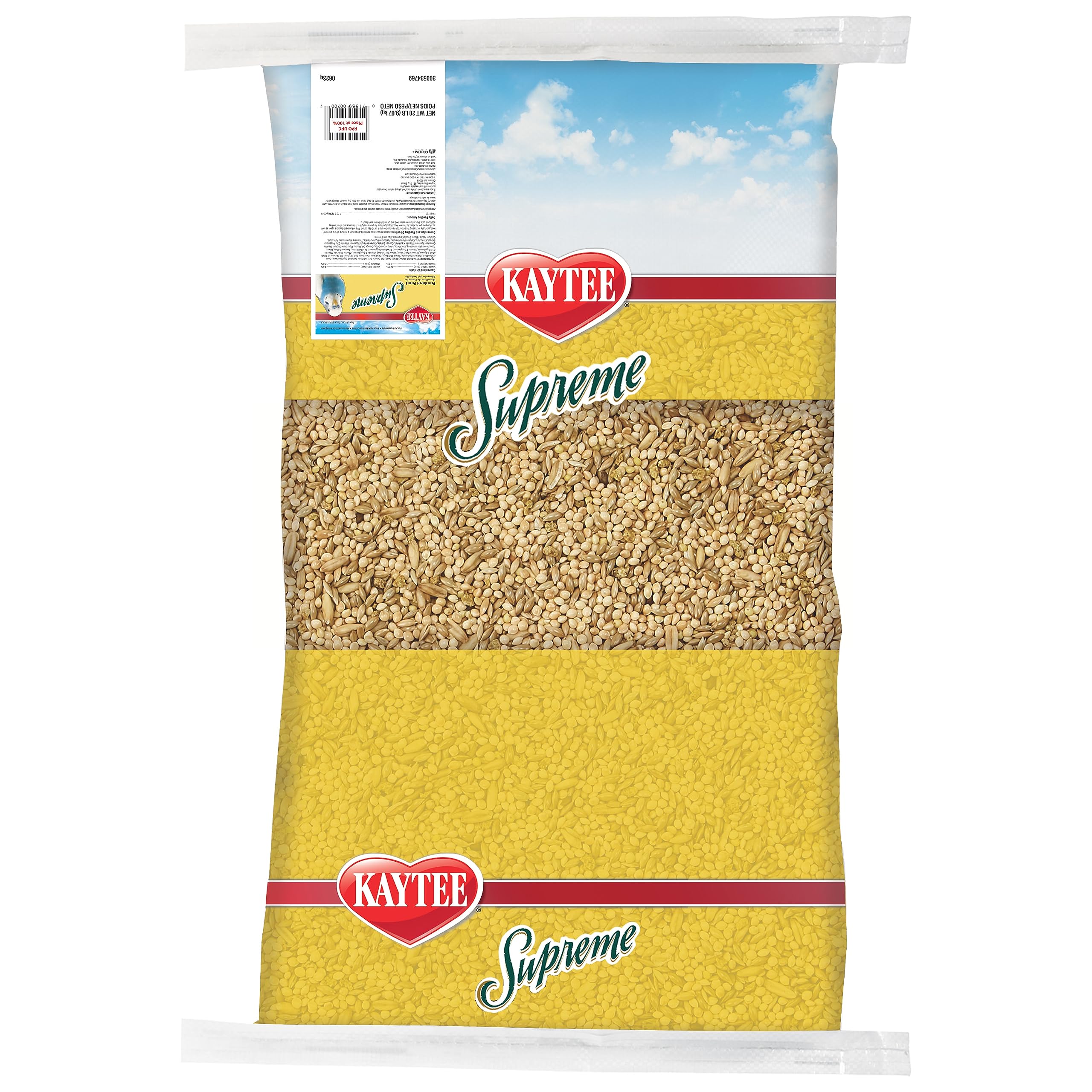 Kaytee Supreme sans colorants artificiels, alimentation naturelle pour perruche.