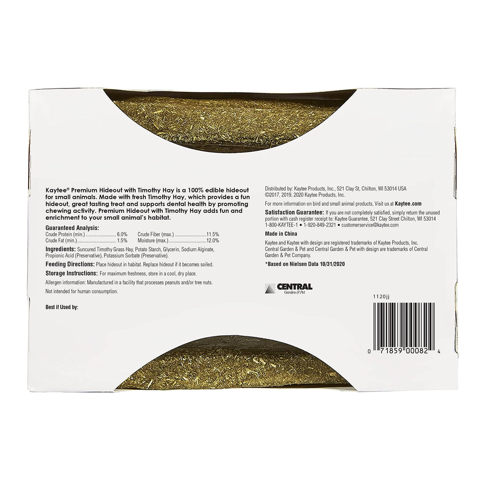 Cachette Kaytee Timothy en foin, stimulation dentaire naturelle et jeu