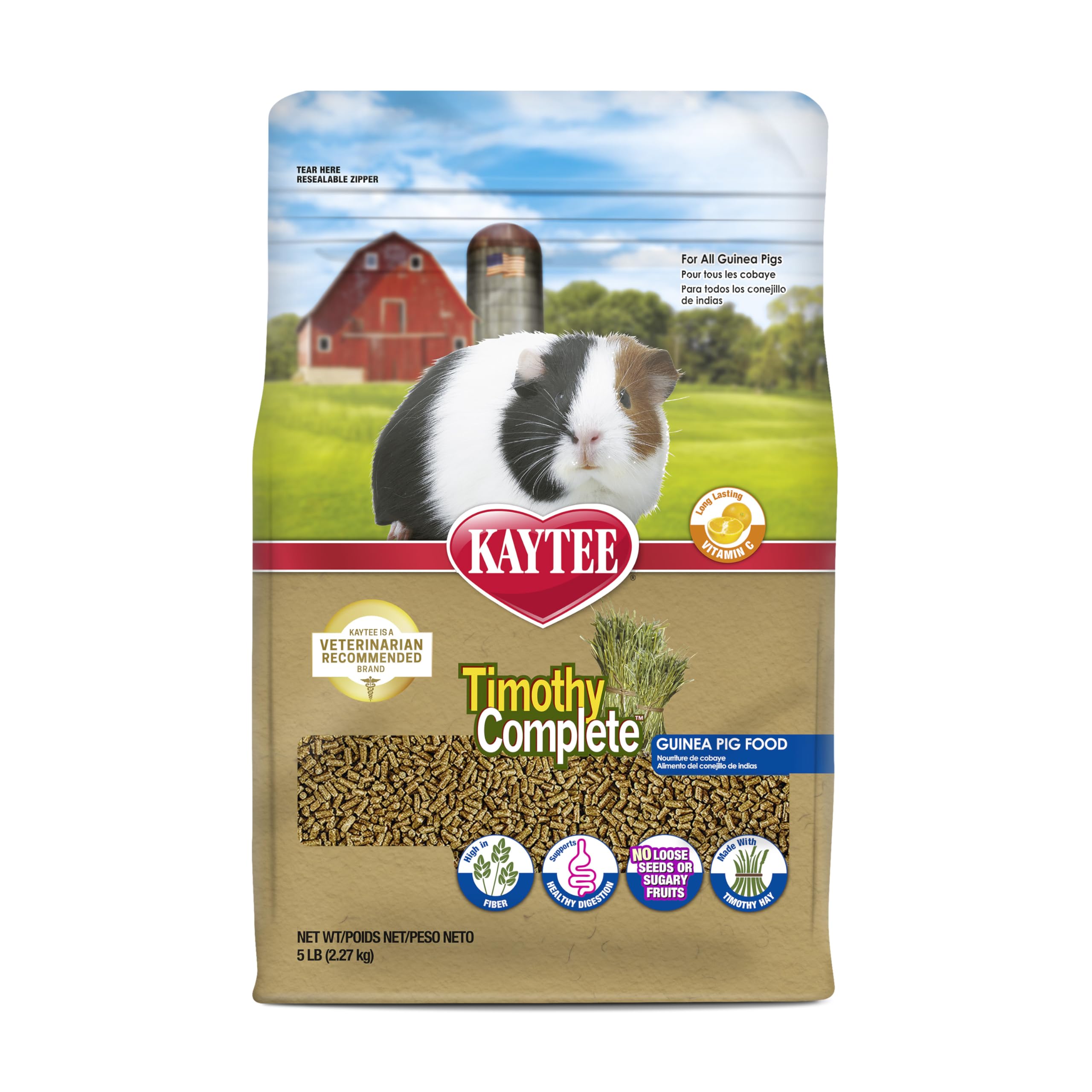 Kaytee Timothy Complet pellets pour cobaye, alimentation riche en fibre pour digestion soutenue.