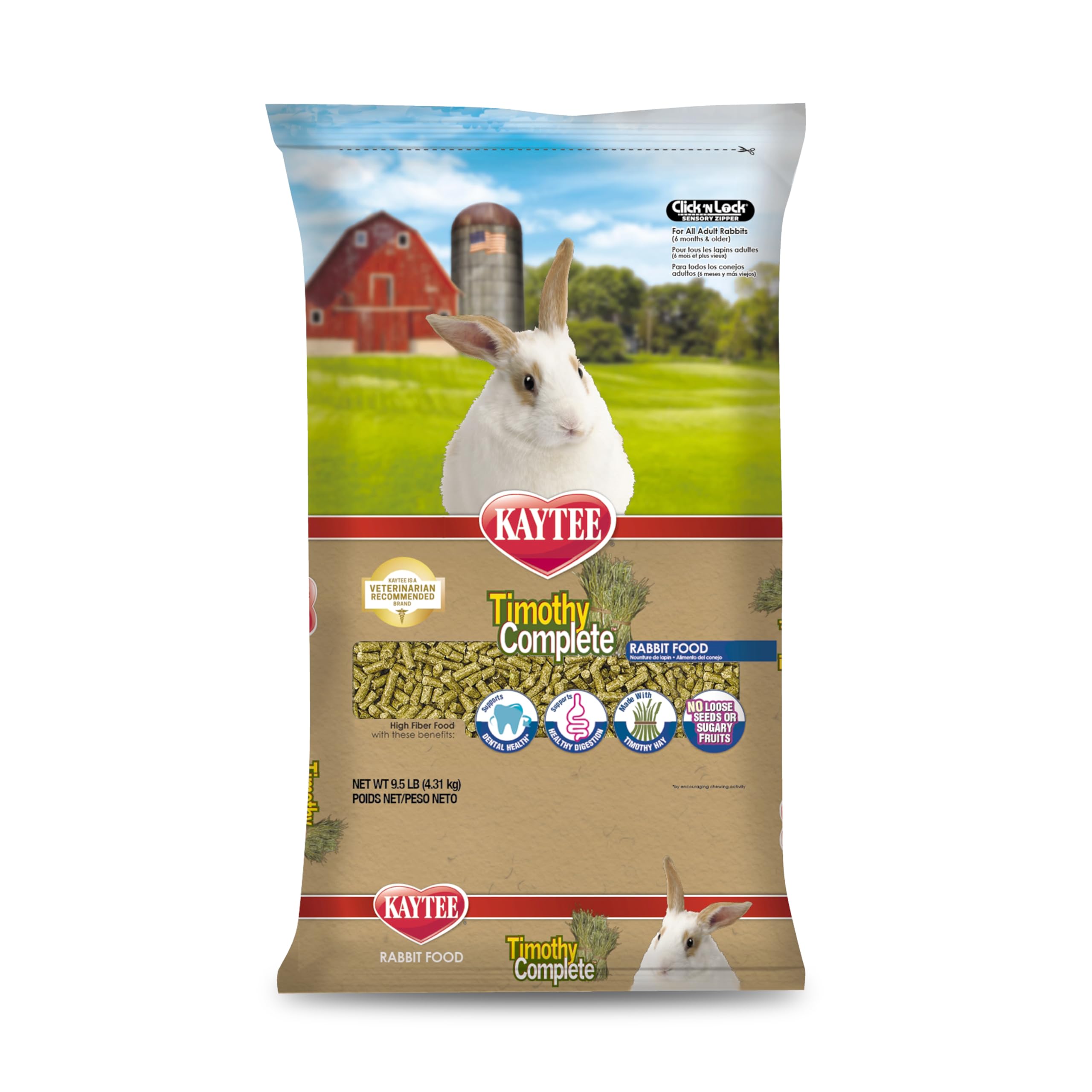 Kaytee Timothy Complete granulés lapin, granulés pour lapin favorisant digestion grâce au foin Timothy.