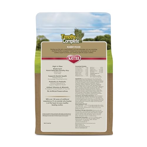 Kaytee Timothy Complete routine alimentaire pour petits animaux domestiques.