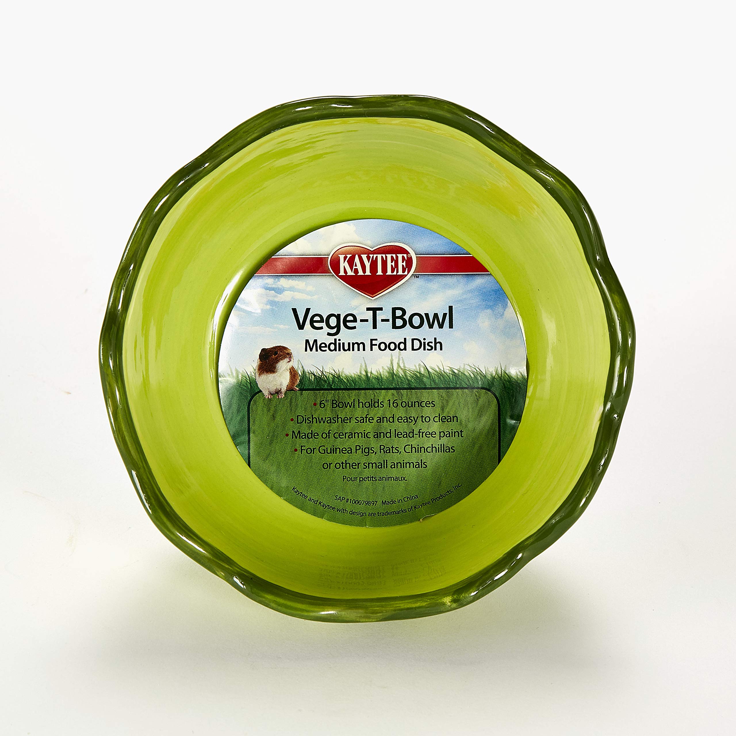 Kaytee Vege-T-Bowl en céramique durable, idéale pour petits animaux.