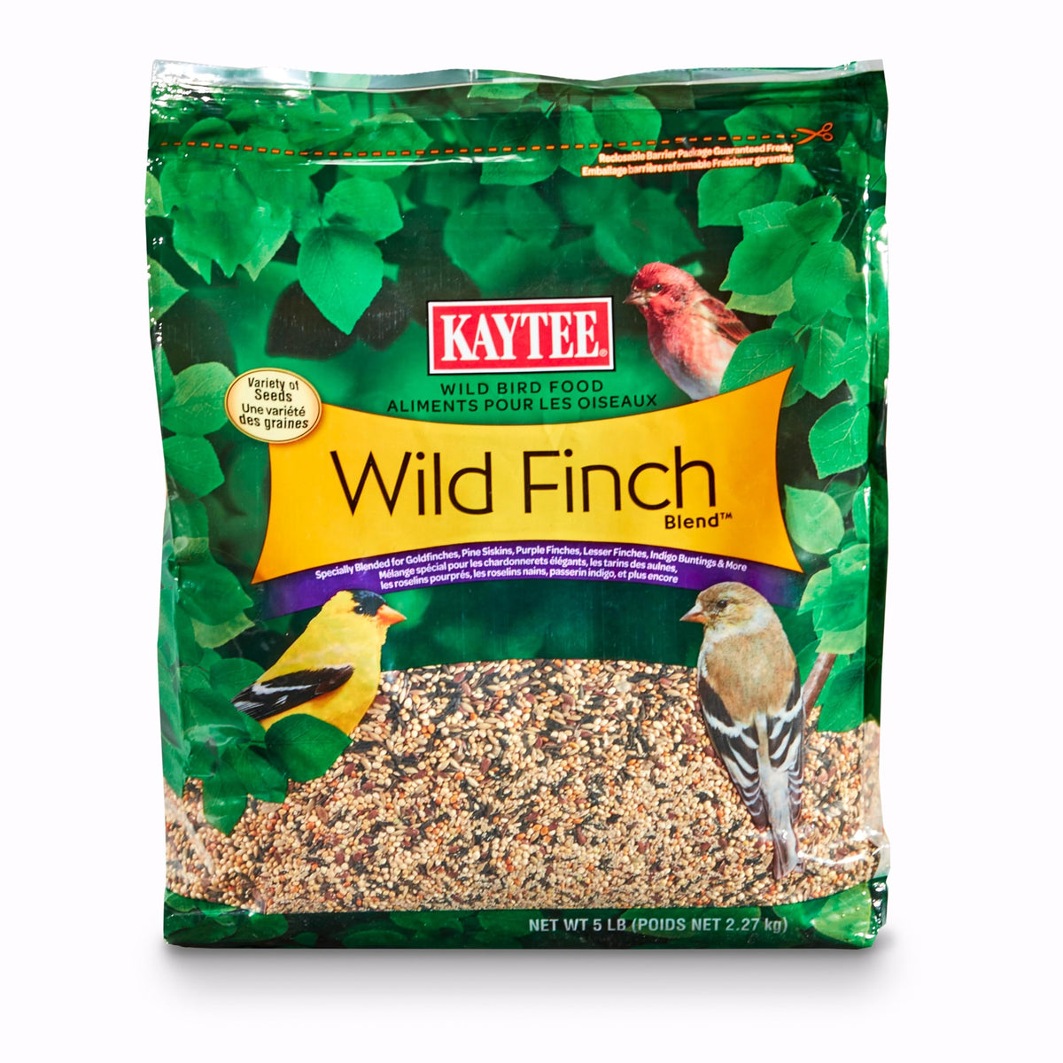 Kaytee Wild Finch sac stand-up 5 livres, pratique et refermable pour le stockage.
