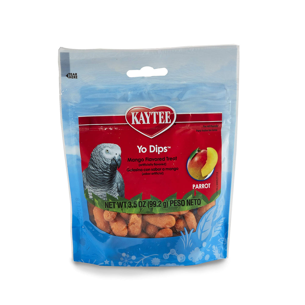 Kaytee Yo Dips mangue – bonbons croquants au yaourt pour perroquets, stimulant l'appétit et le jeu.