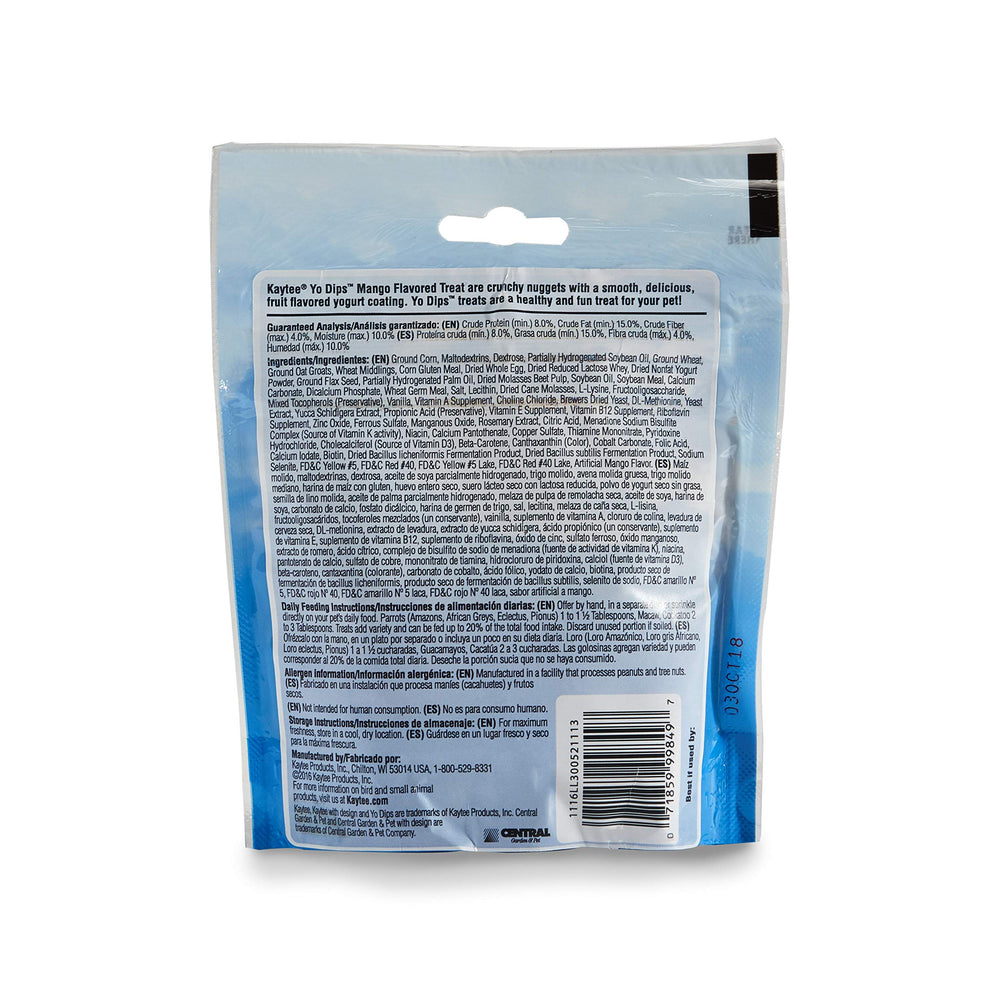 Kaytee Yo Dips perroquet mangue yaourt enrobage gourmand pour moments de complicité.