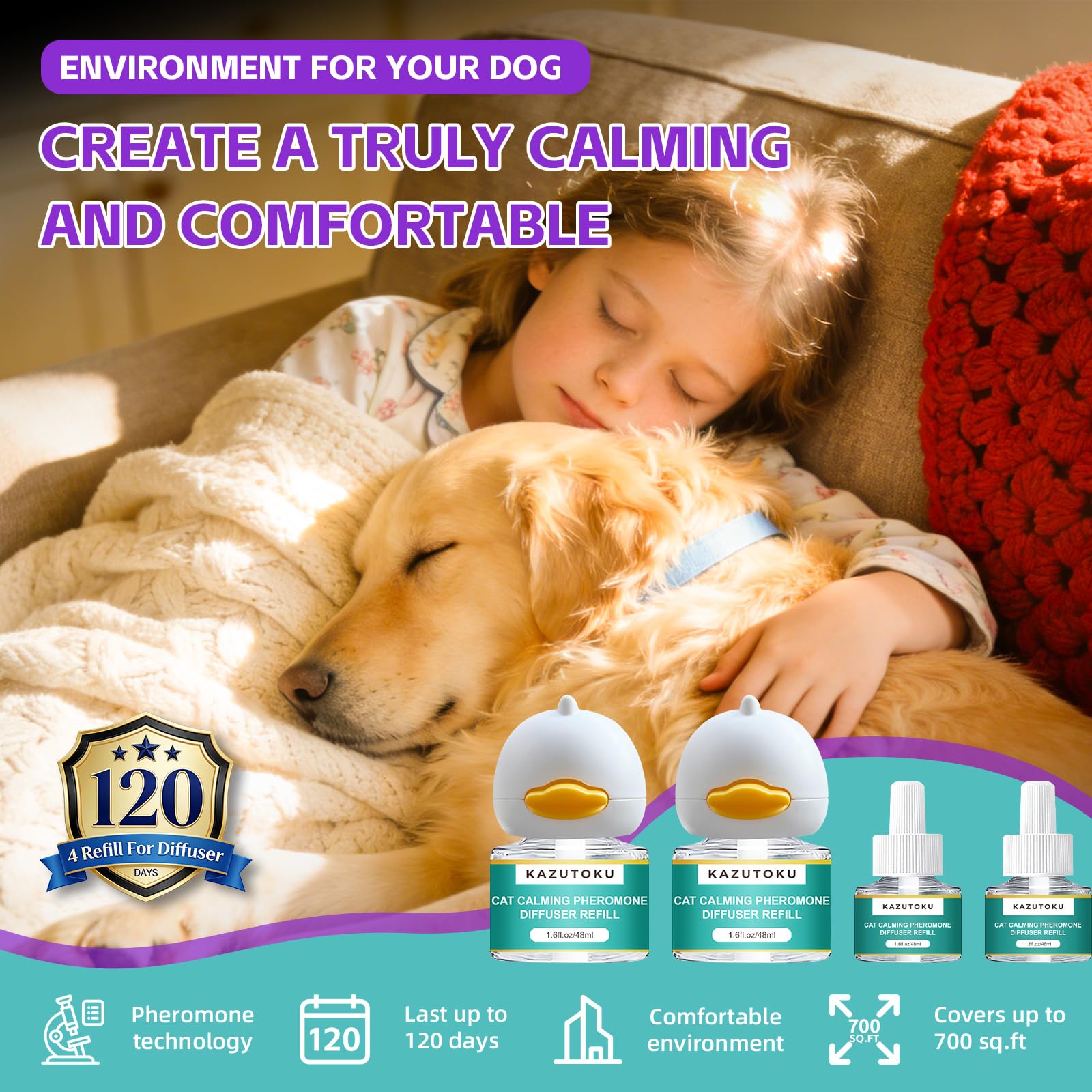Kazutoku kit 6 en 1 diffusion simple pour le calme du chien.