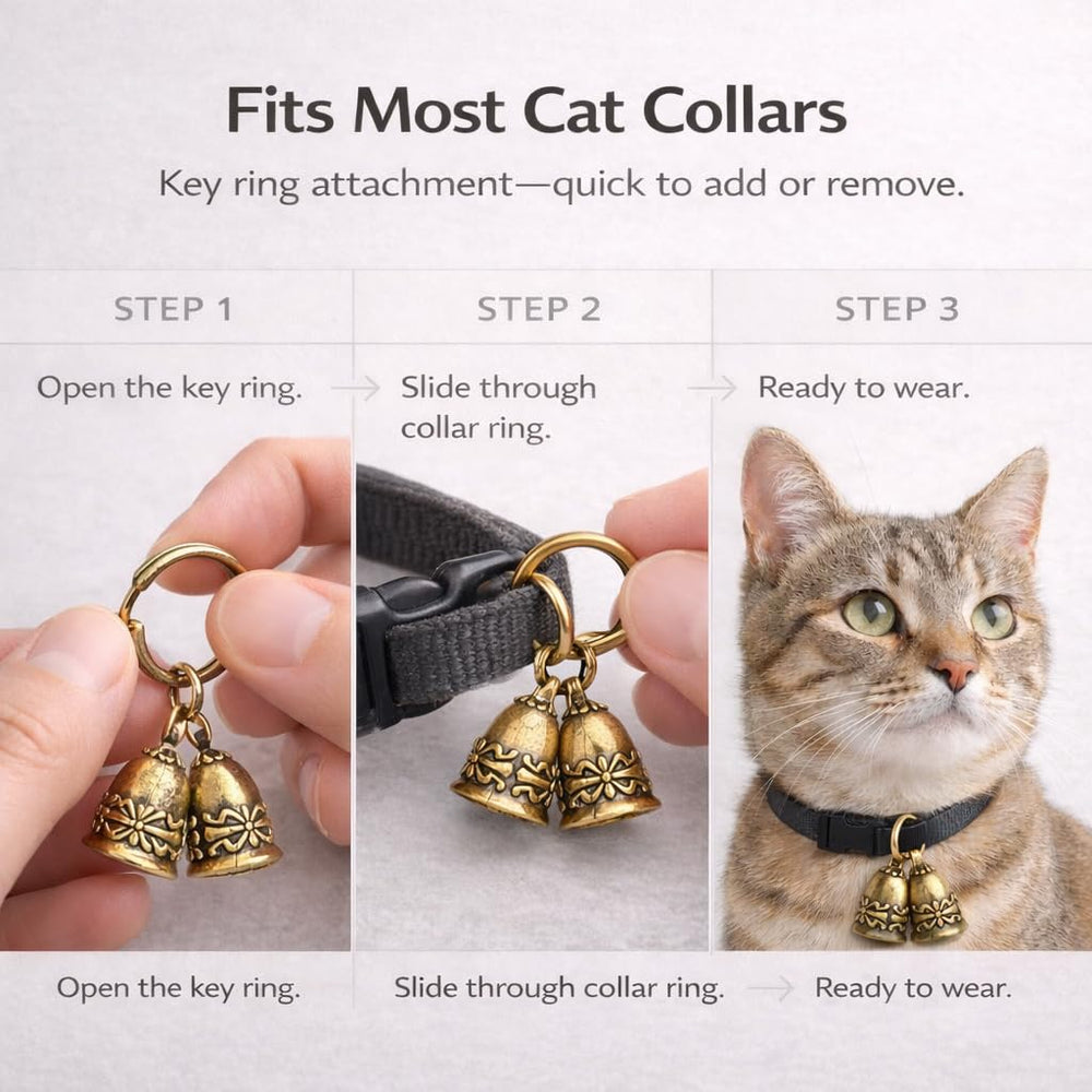 Collier adaptable kcrygogo avec cloche cuivre, compatible toutes tailles.