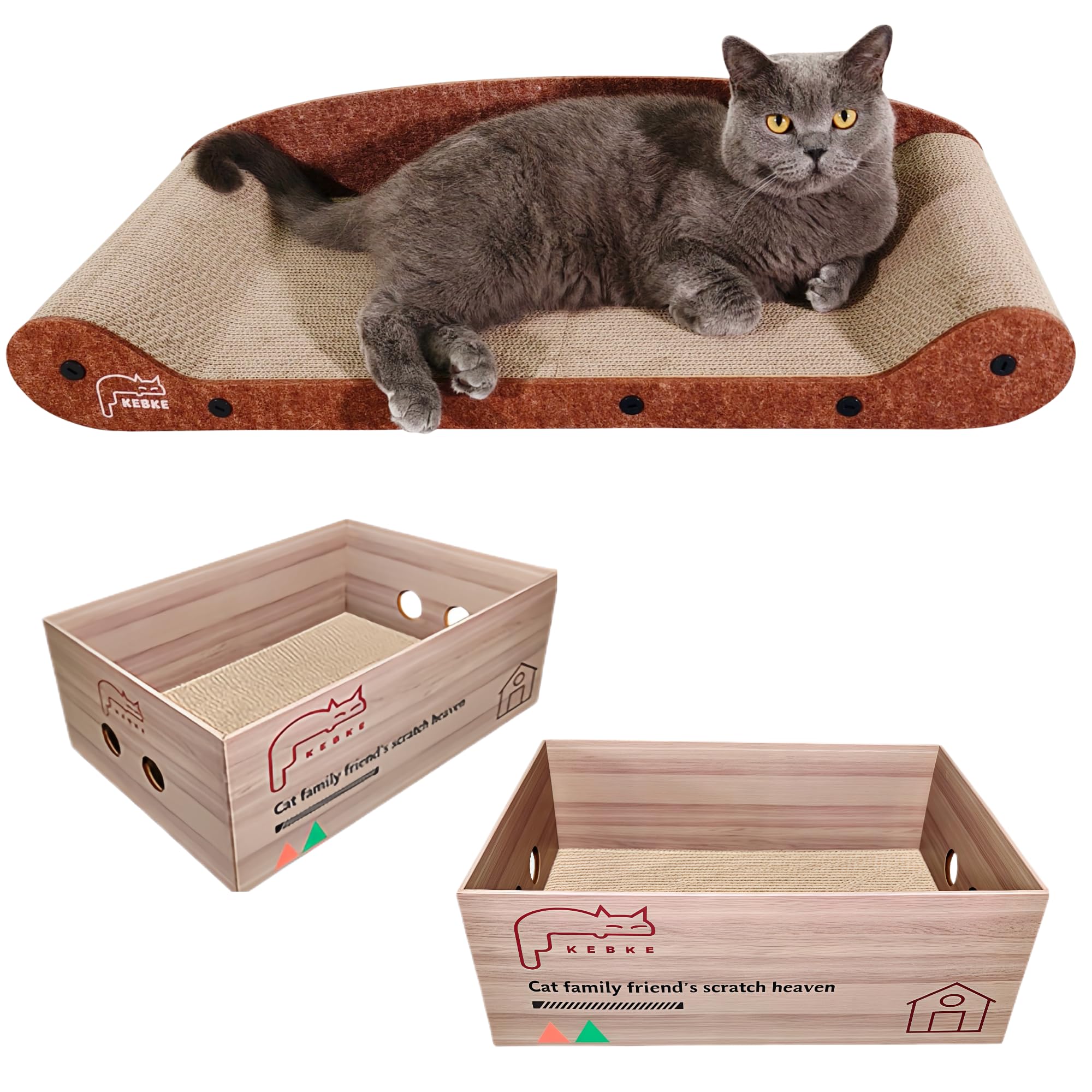 KEBKE boite-grattoir chat 17po, refuge privé et griffage ciblé.