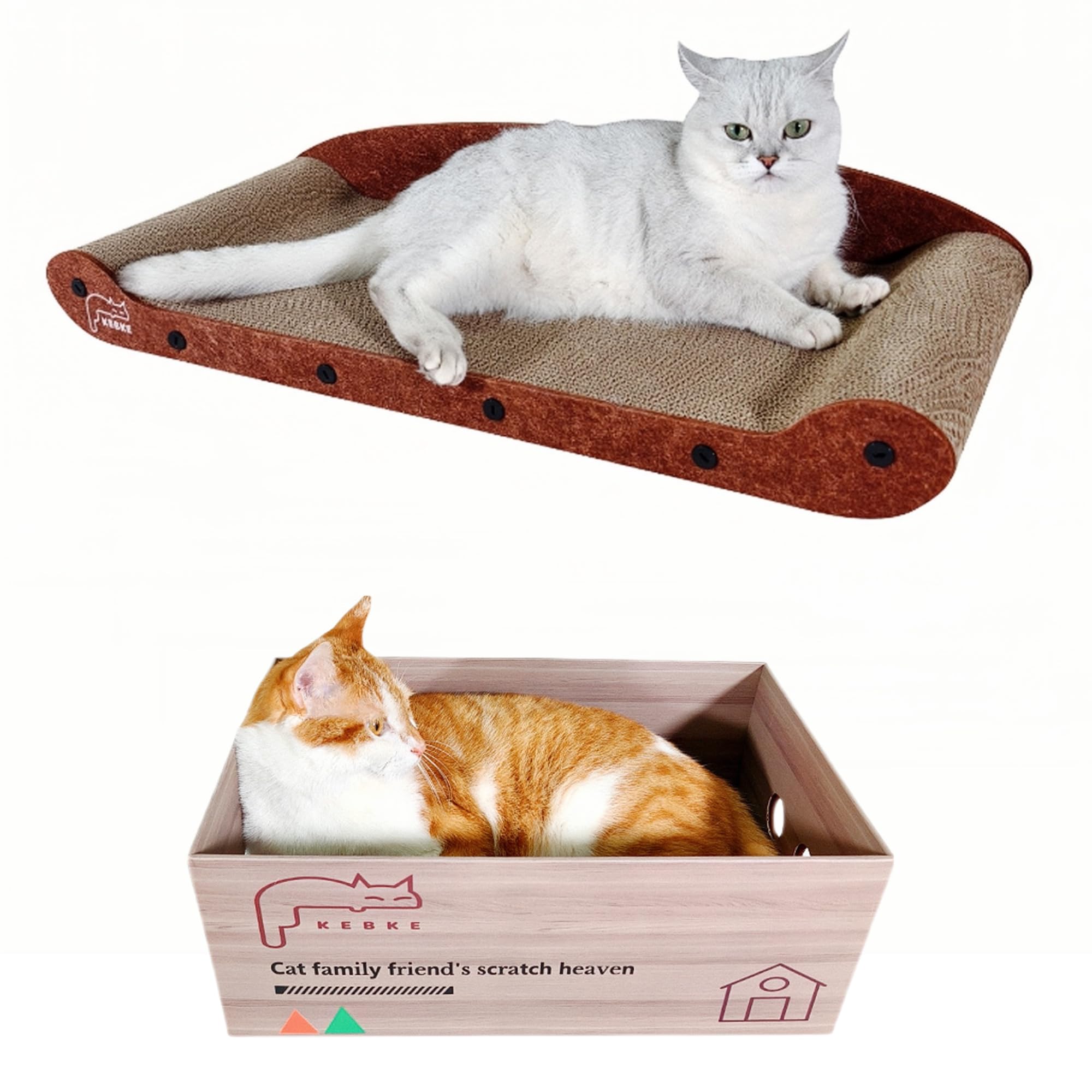 KEBKE canapé-grattoir chat 30 po, espace de repos et griffage robuste.