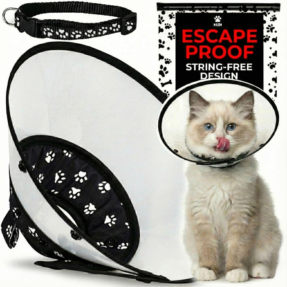 Cône de récupération Kedi Cats Solutions pour chat noir petit, soutien en récupération.