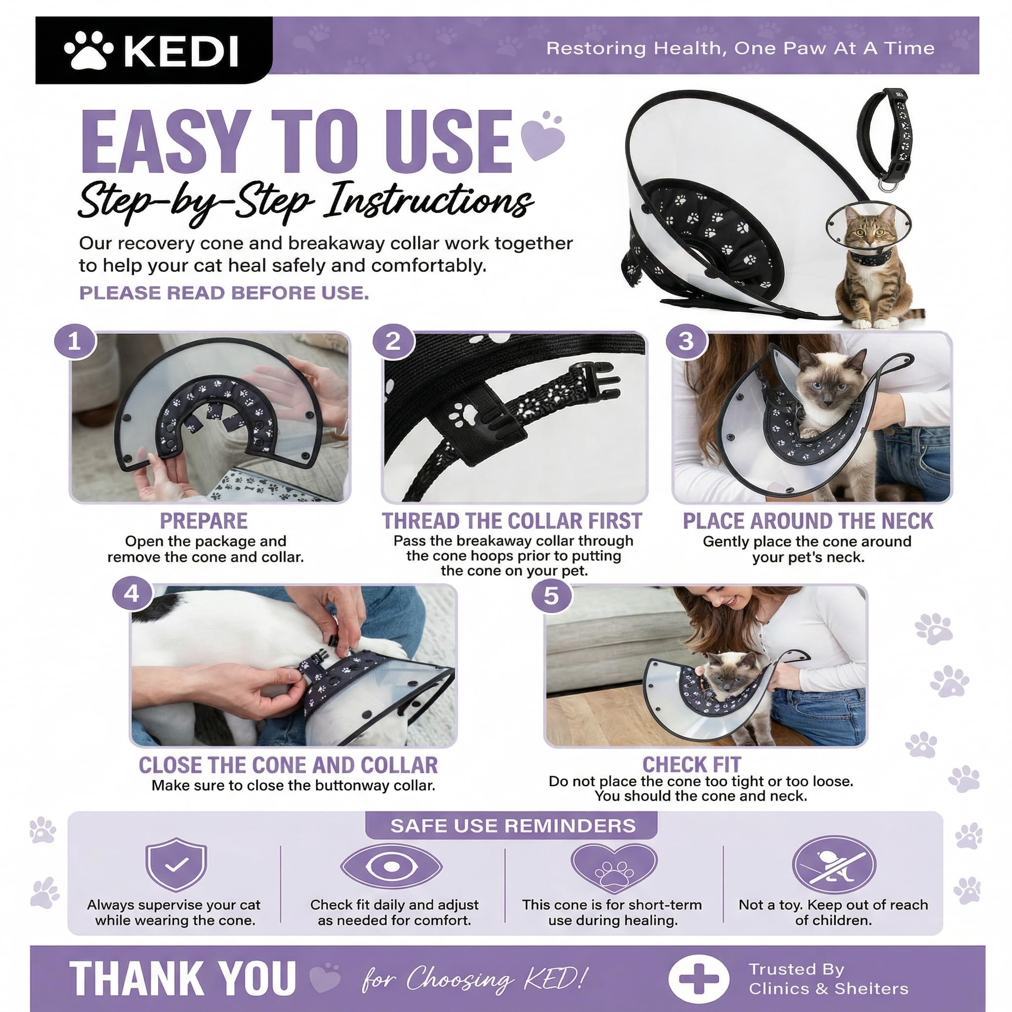 Design sans cordons dangereux du cône Kedi Cats Solutions.