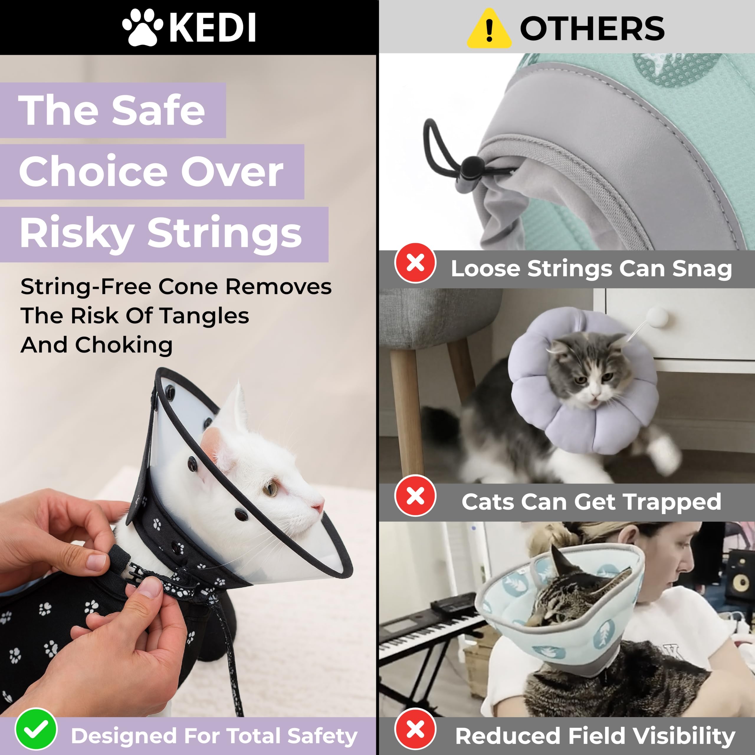 Kedi Cats Solutions gilet récupération chat doux: noir avec pattes blanches, confort fiable.