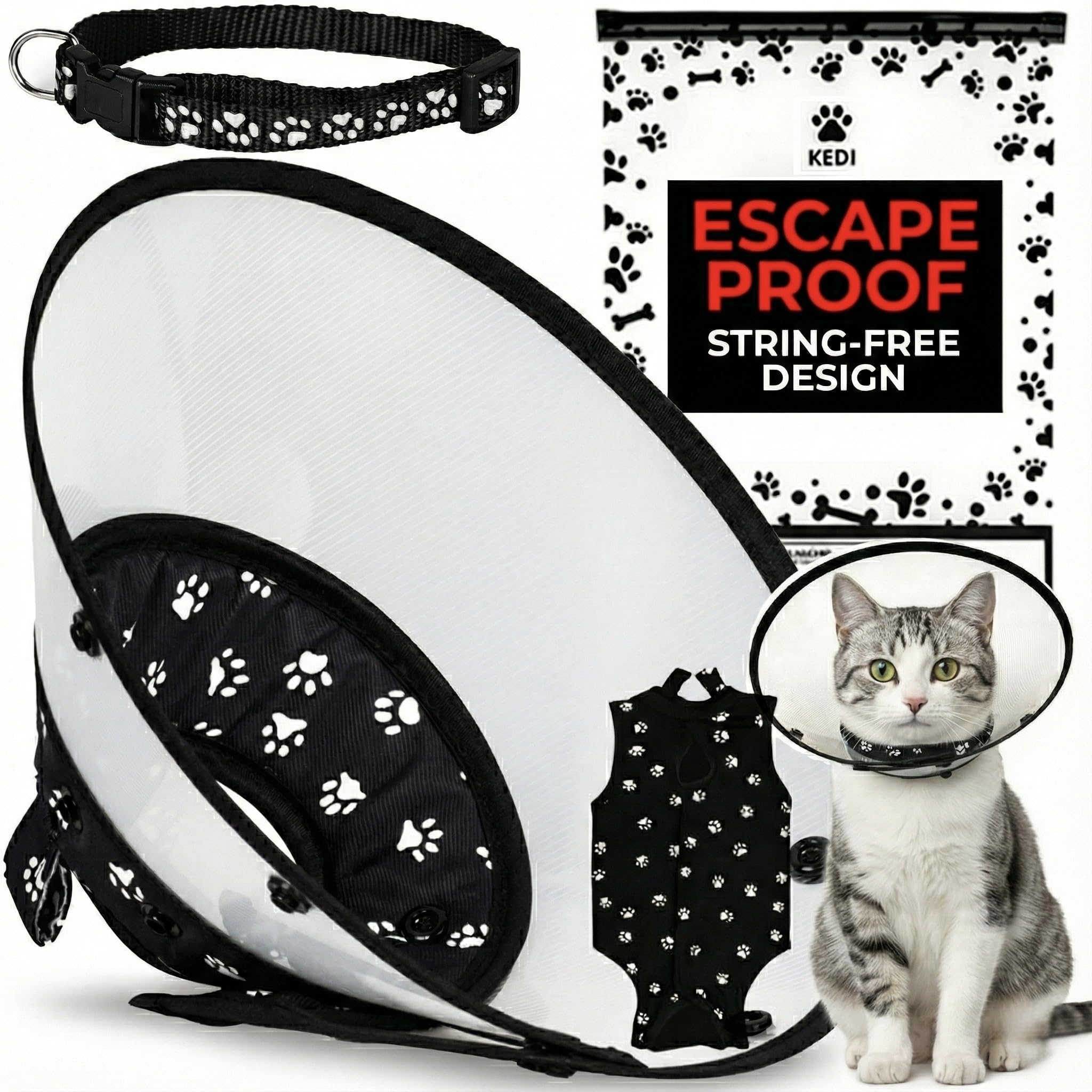 Kedi Cats Solutions kit cône récupération ensemble, rétablissement en douceur