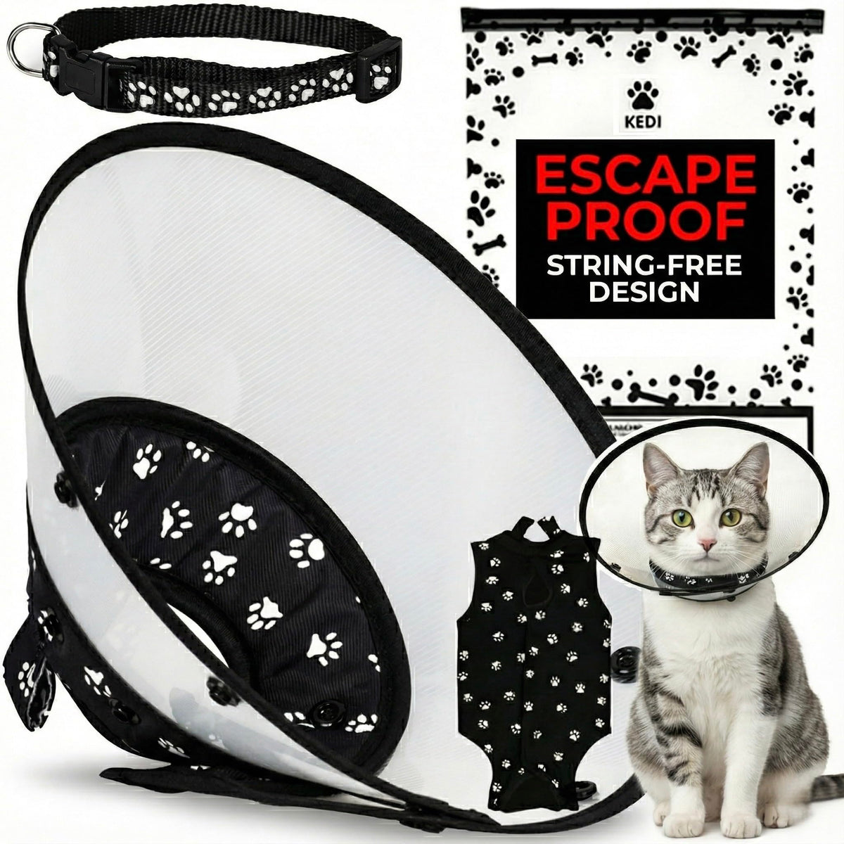 Kedi Cats Solutions kit cône récupération ensemble, rétablissement en douceur