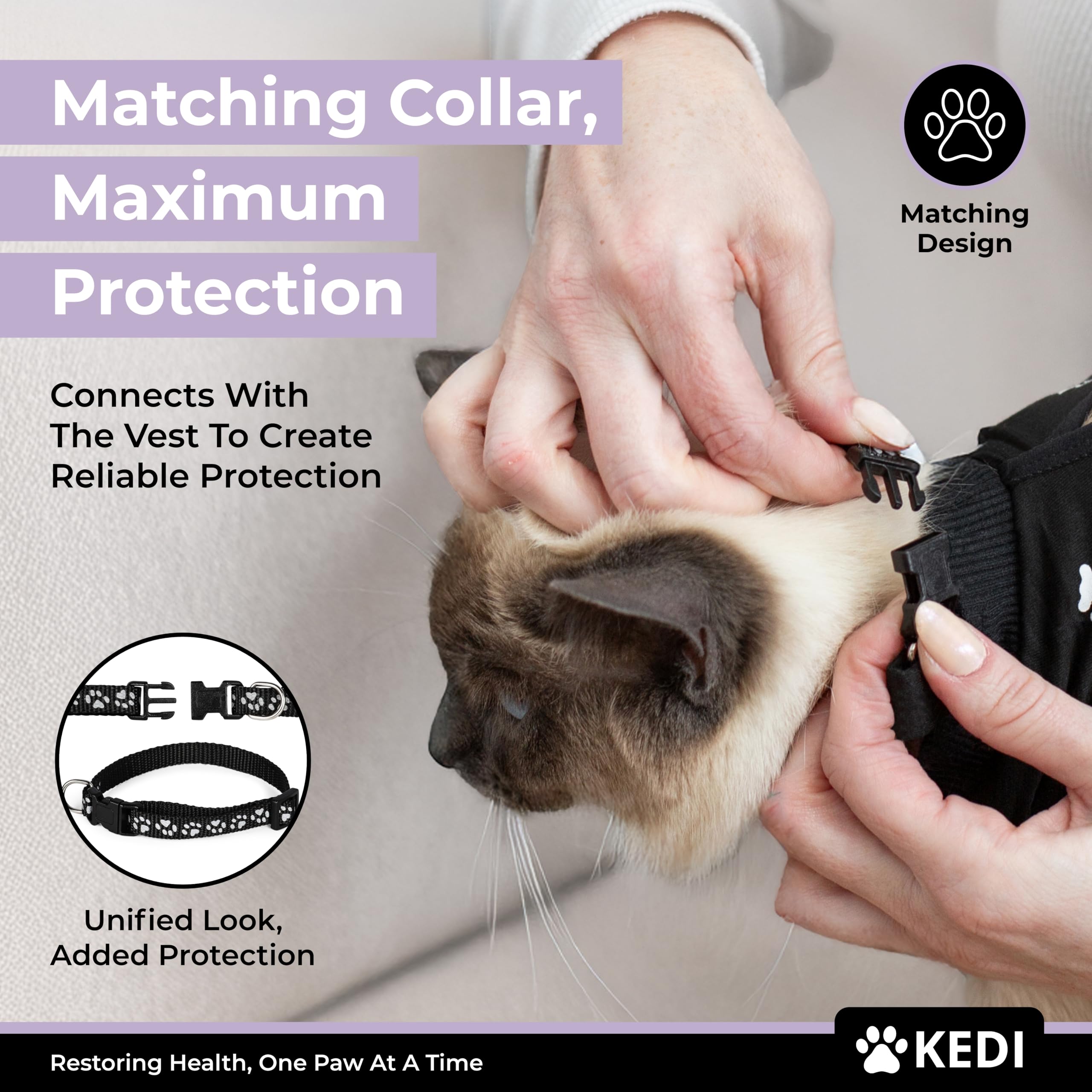 Kedi Cats Solutions: tissu doux et respirant pour le confort post-opératoire.