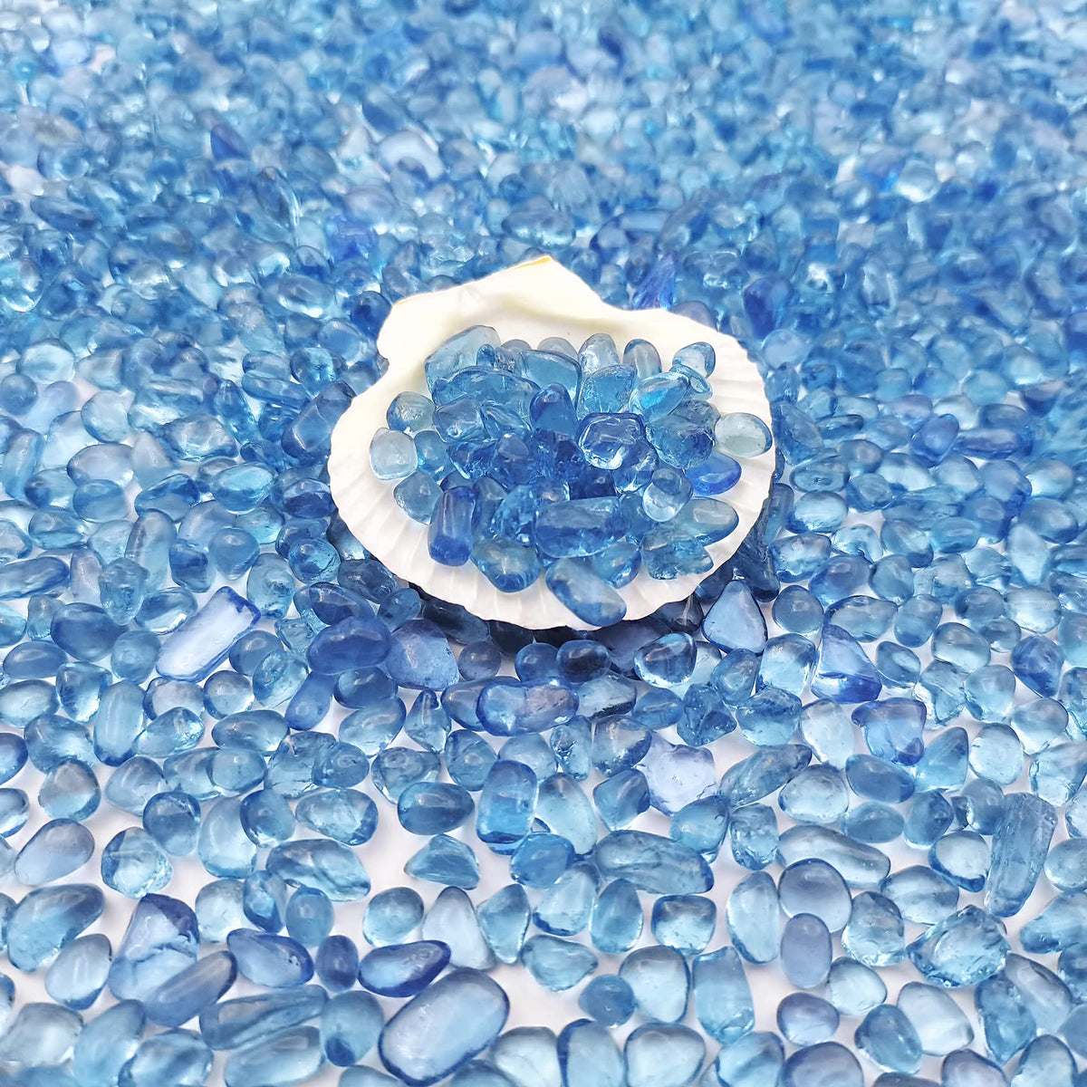 Keedolla galets verre mer bleu clair pour aquarium, brillance naturelle et sans danger.