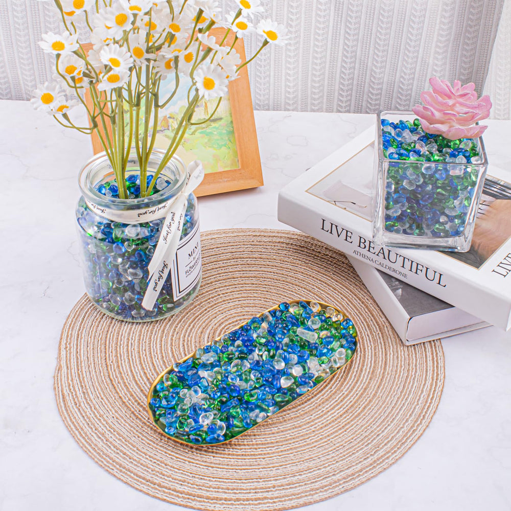 Keedolla pierres verre vert pot plante, motif naturel et durable.