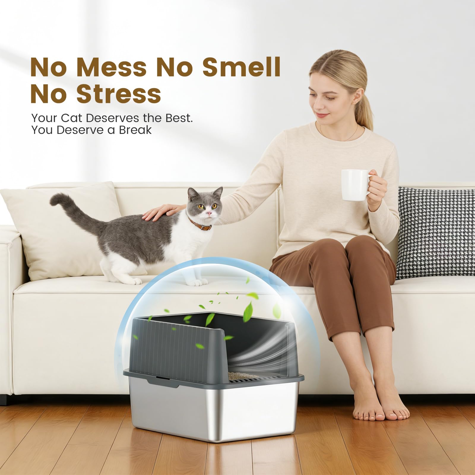 Keeyova boîte-litière design compact s’adapte aux espaces réduits.