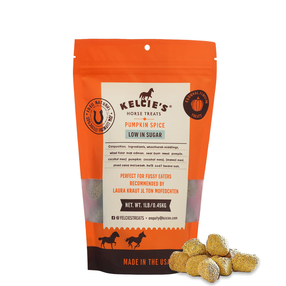 Kelcies Pumpkin Spice friandise cheval – ingrédients biologiques, qualité premium.