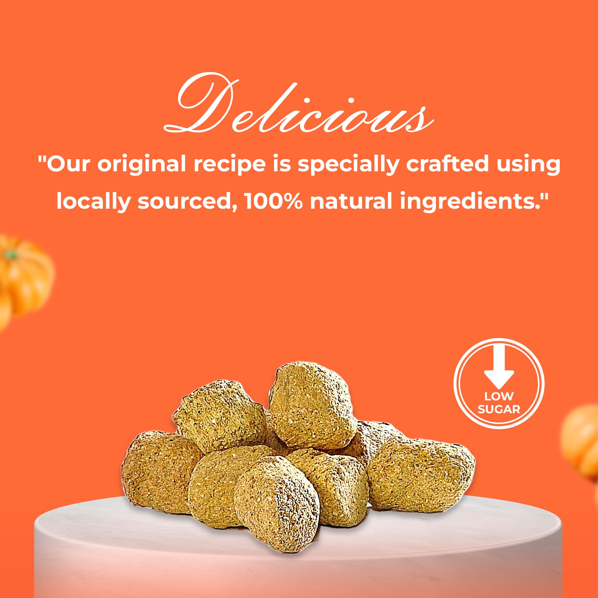 Ingrédients naturels utilisés dans Kelcies Pumpkin Spice pour une friandise saine.