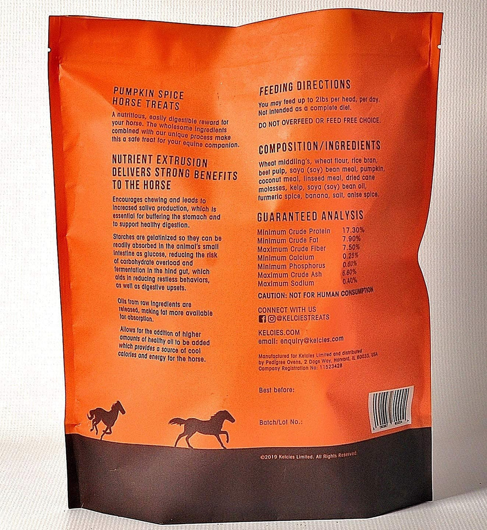 Ingrédients naturels et sans additifs dans les friandises Kelcies Pumpkin Spice.