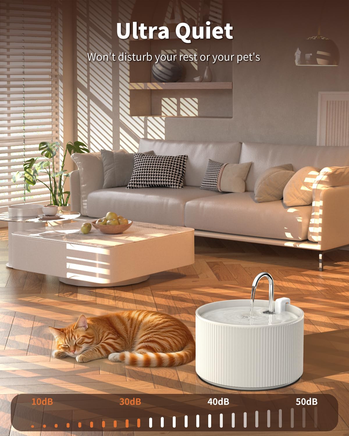 Kenepet fontaine en céramique avec accès 360° pour chats et chiens.