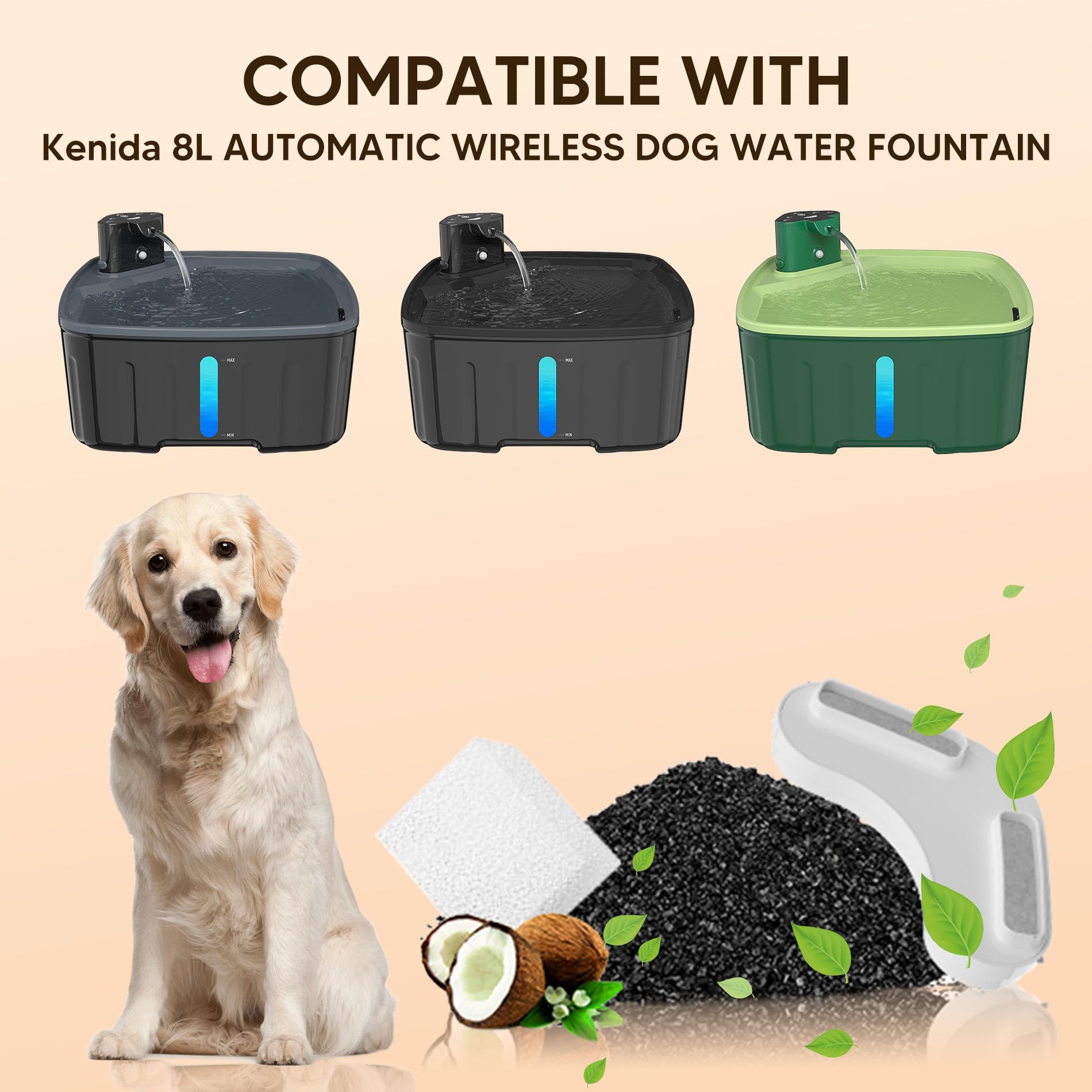 Kenida filtre carbone coco, filtration efficace des débris et poils.
