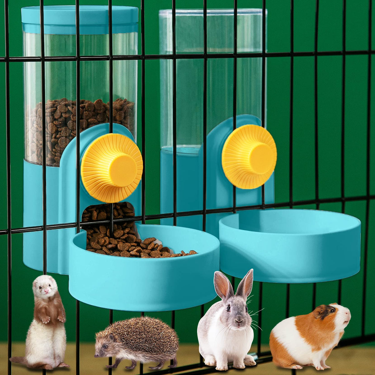 Kenond distributeur suspendu double-face pour cage: accès facile à nourriture et eau.