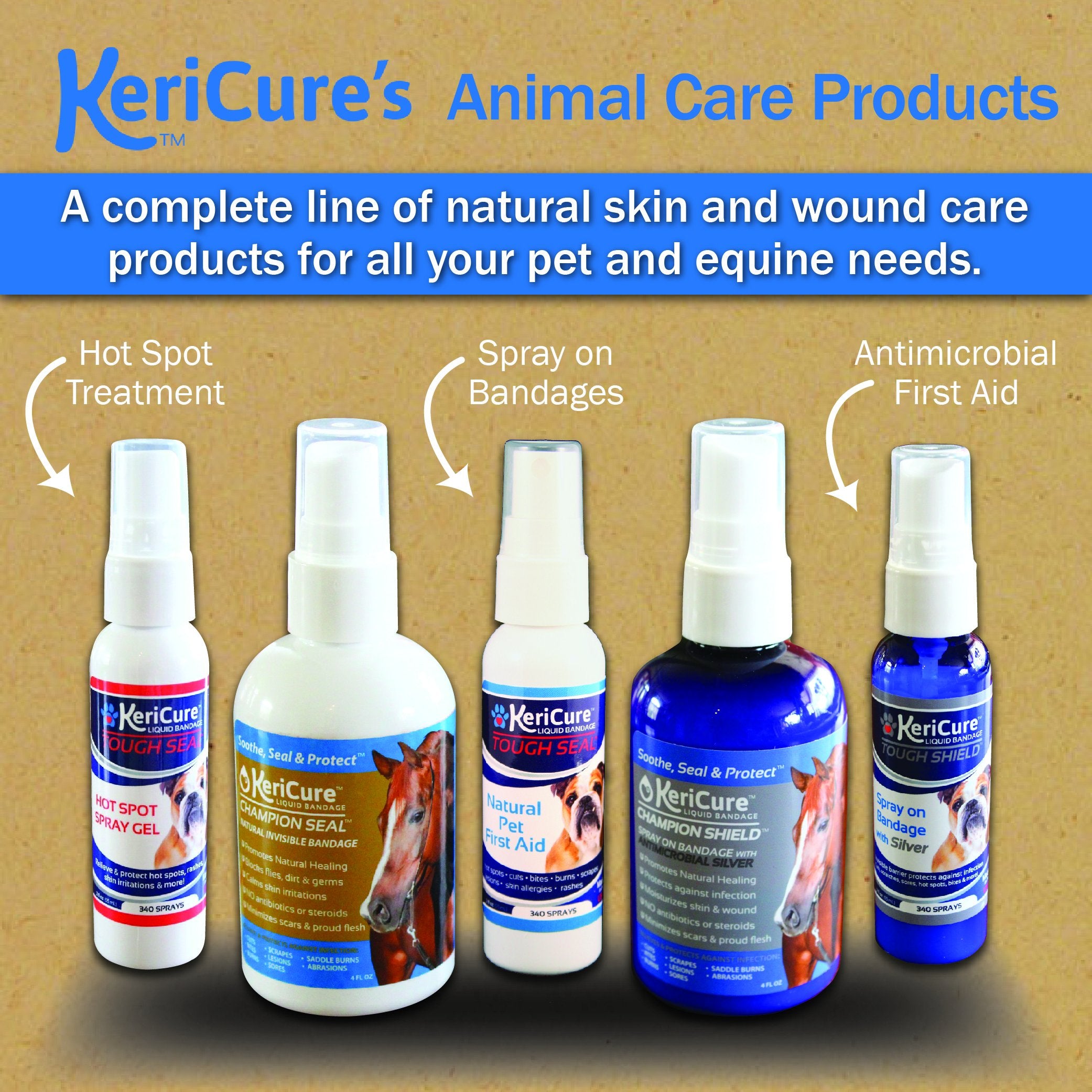 Convient pour chiens, chats, lapins et oiseaux avec le spray de soin.