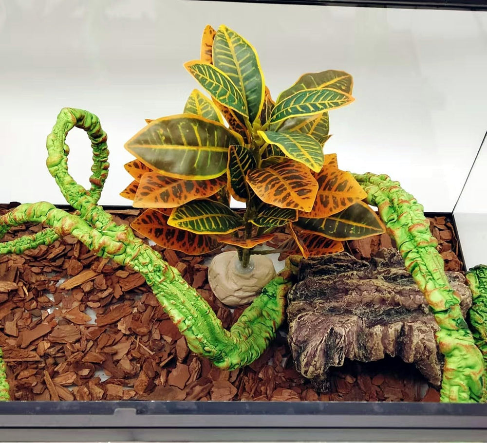 KERUIDENG Décor végétal pour reptiles et amphibiens, stimulant l'exploration.