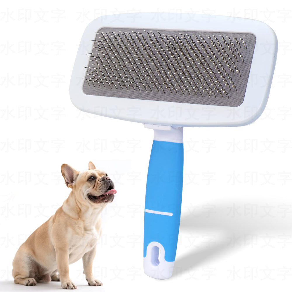 KEUYE brosse-chien-francais-bleu-ergonomique pour un brossage confortable.