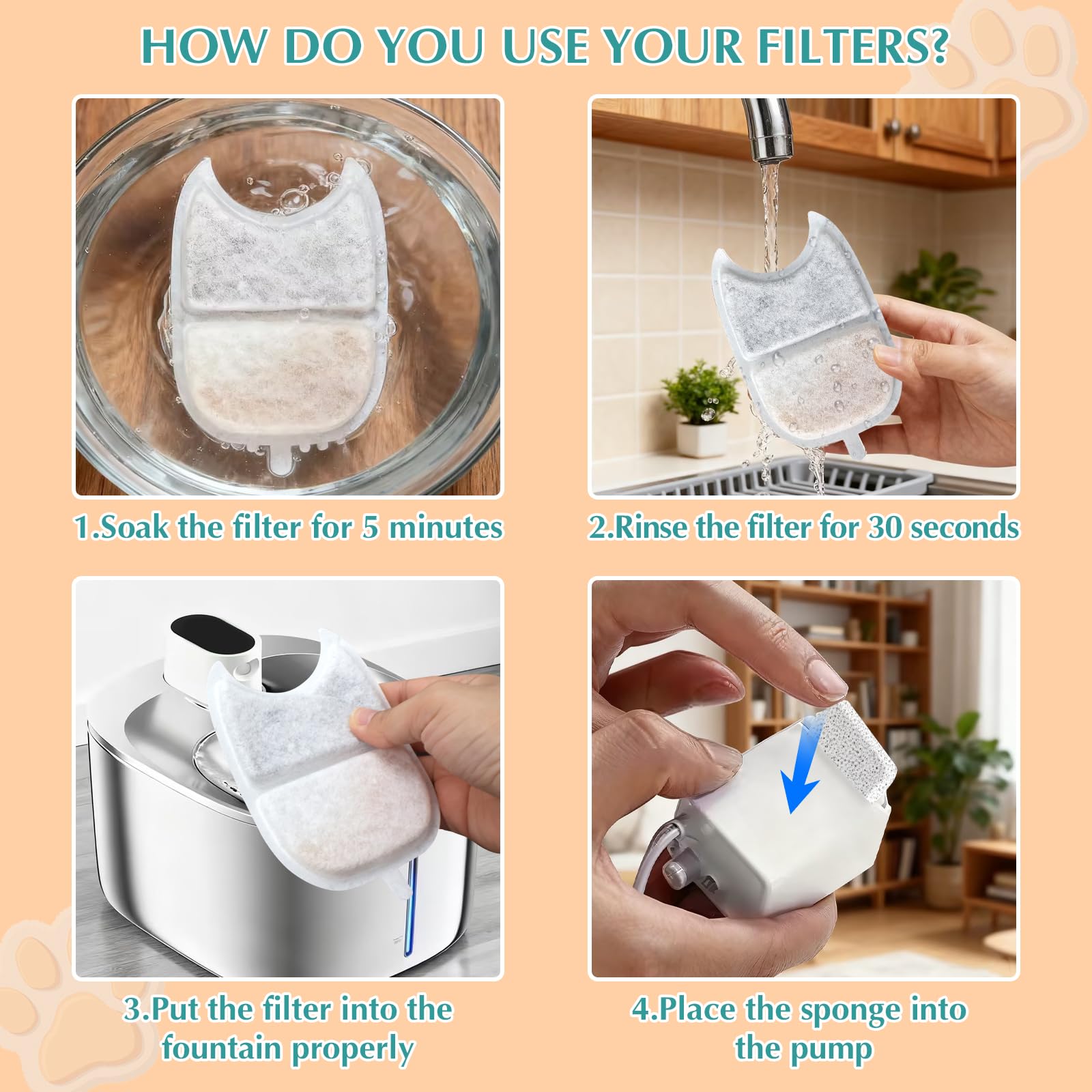 Filtration économique KEUYE, durable pour fontaine à chat