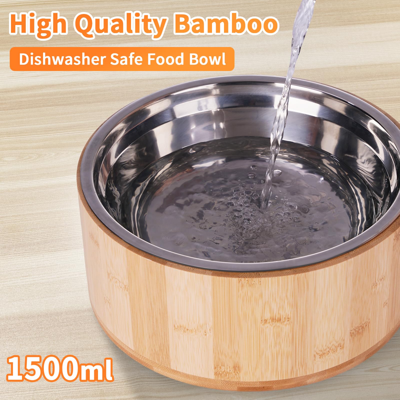 Kevideawl gamelles doubles bois et inox avec capacité pratique de 1,5 L.