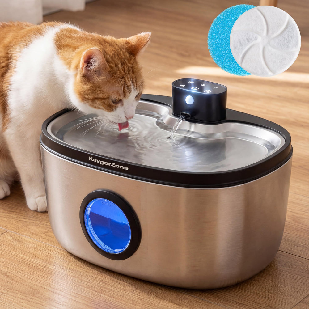 Keygarzone fontaine-eau-chat-5l-inox — eau fraîche en continu pour chats.