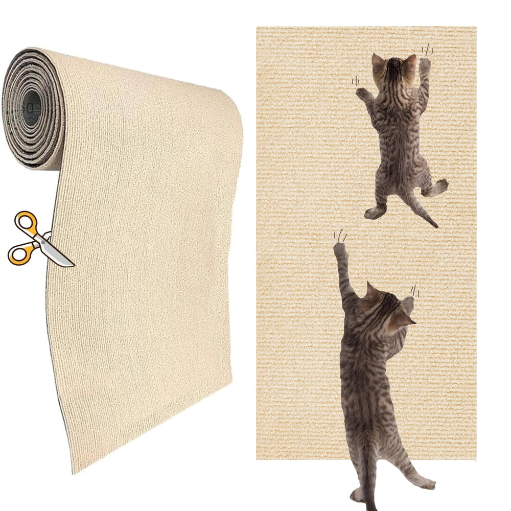 KEYIDE grattoir mural auto-adhesif beige pour chats, pratique et sûr pour votre intérieur.