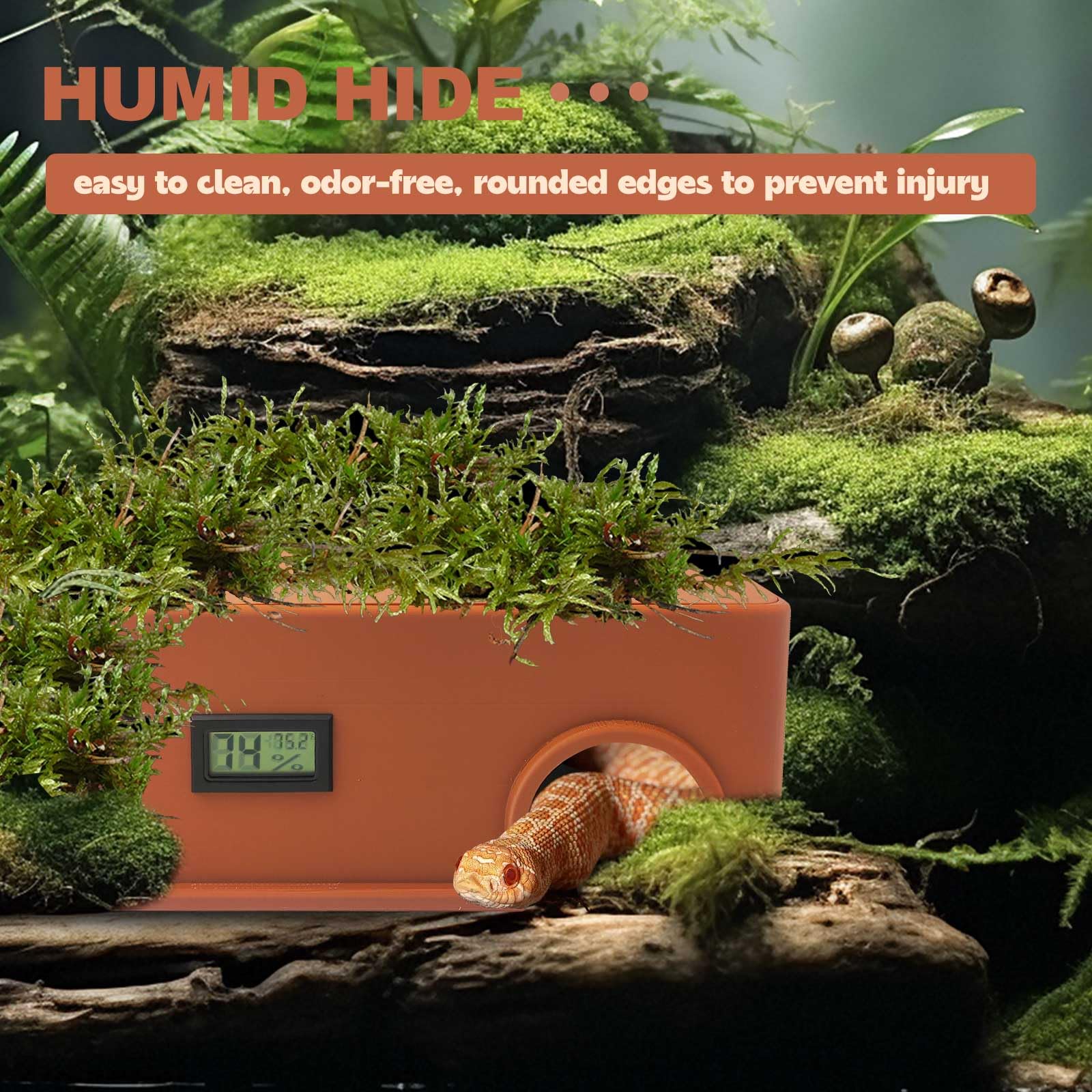 KFPSHLQE Refuge serpent livré avec flacon d'arrosage pour humidifier facilement.