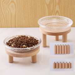 KGCCIZI bol chat surélevé en verre avec pieds en bois, deux hauteurs pour le confort du repas.
