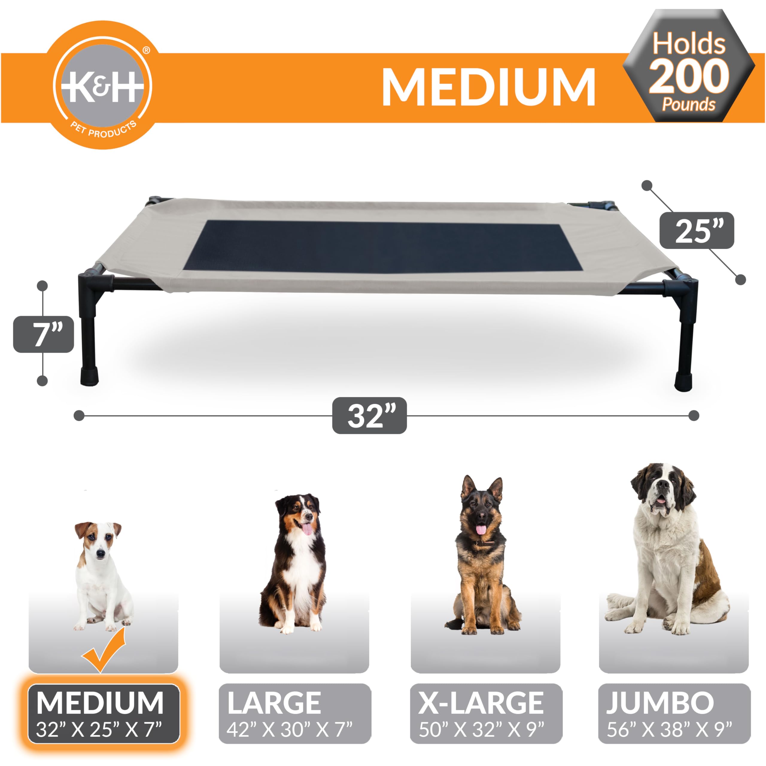 K&H Pet Cot avec mesh respirant au centre pour la ventilation.