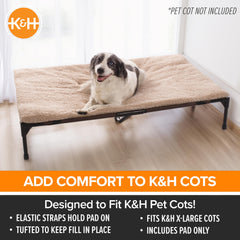 Coussin cot-pour-chien K&H avec sangles elastiques, stabilité assurée.