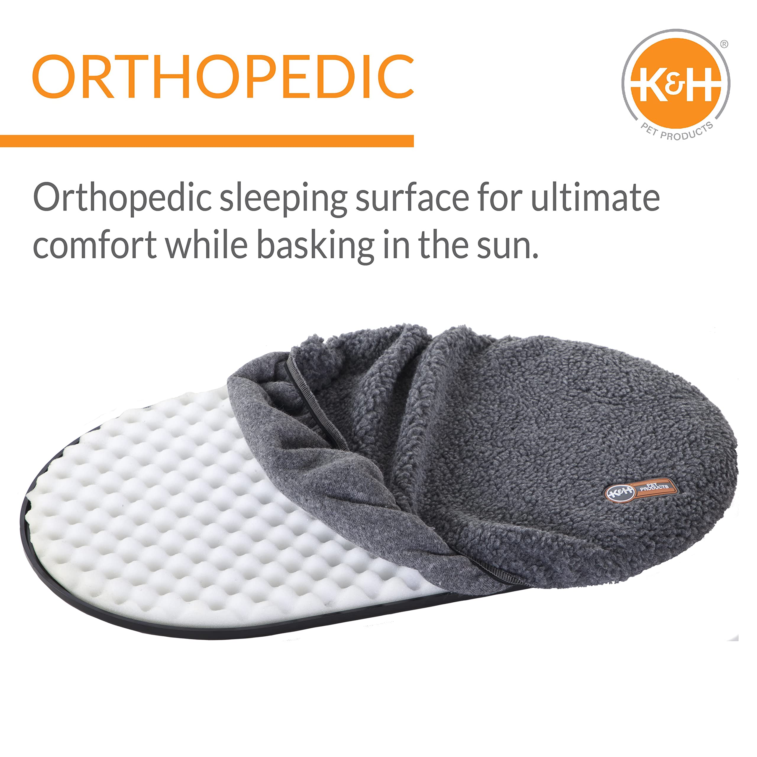 Mousse orthopédique douce Kitty Sill, confort pour les siestes au soleil.