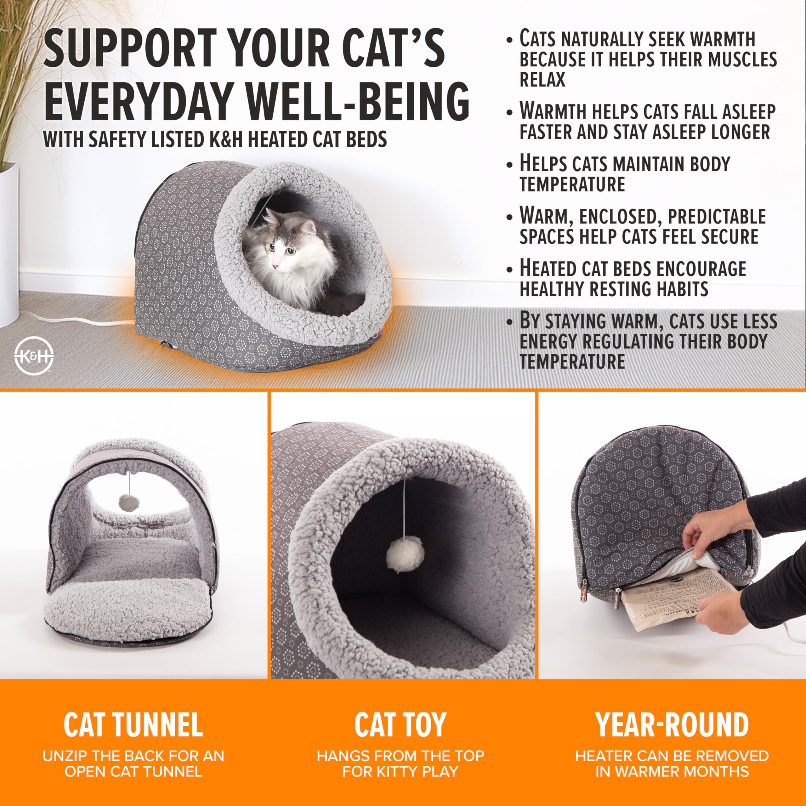 K&H Thermo-Pet Cave: intérieur en fleece ultra doux pour un repos cosy