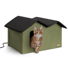 K&H Maison chat extérieure chauffée Extra-Large, refuge spacieux et sûr pour deux chats.
