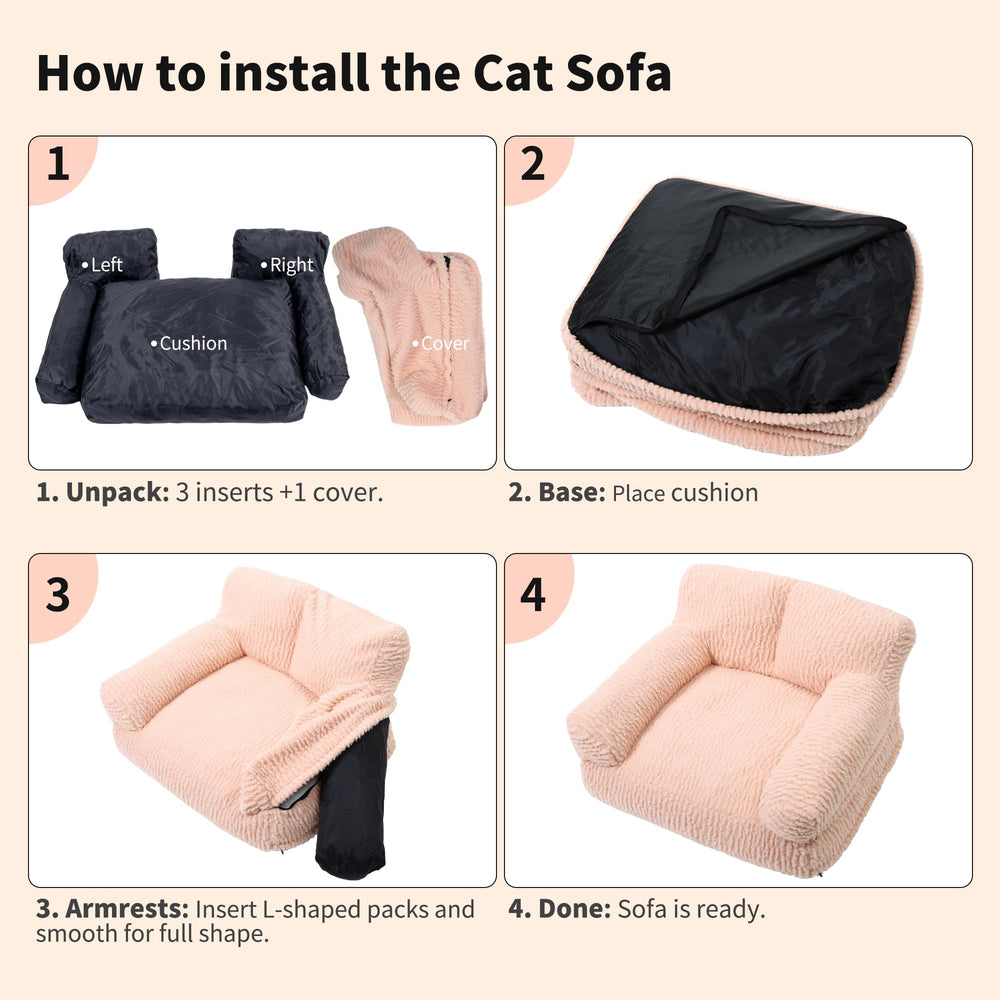 KHONSU PET canapé chat doux — texture moelleuse vue latérale.
