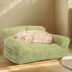 KHONSU PET canapé-chat doux vert, vue avant et soutien confortable.