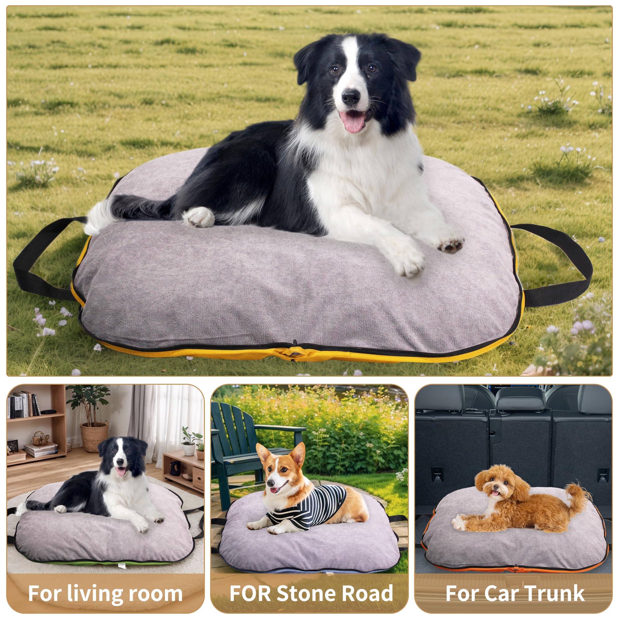 KHONSU PET lit chien support mousse triple chambres pour soutien articulations