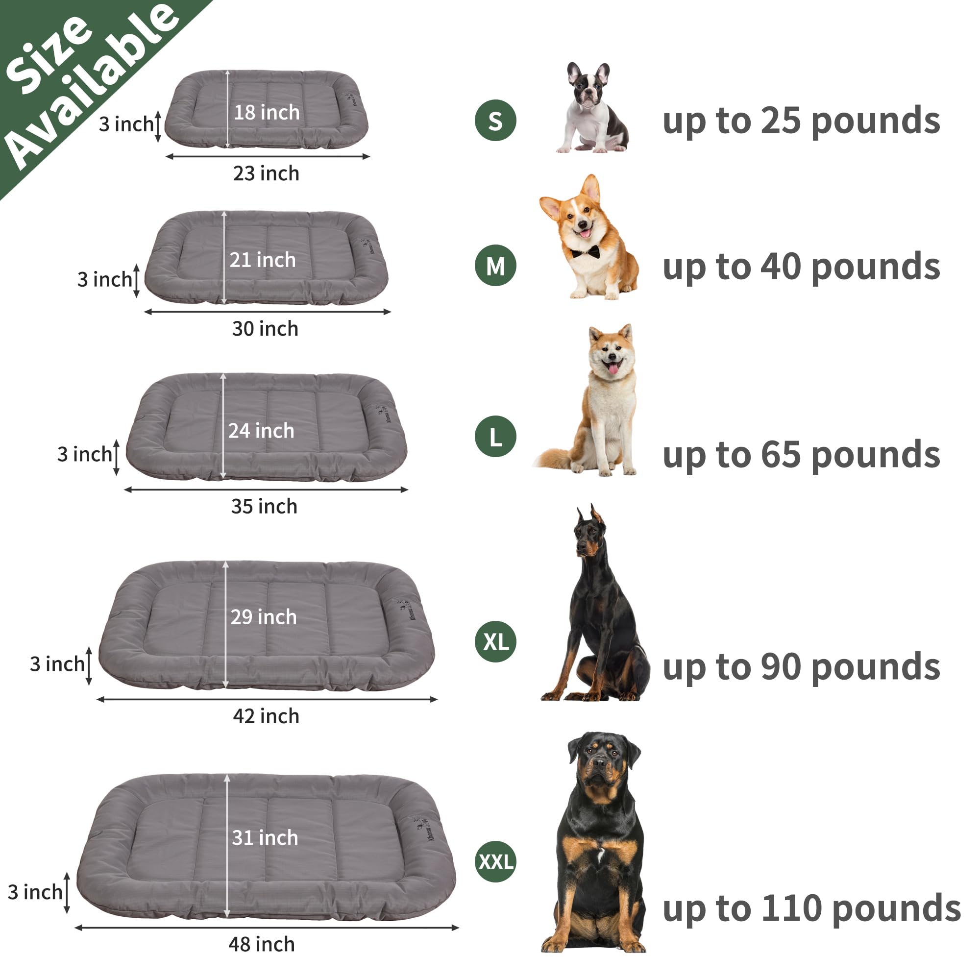 KHONSU PET lit durable, résistance aux griffures pour chiens joueurs
