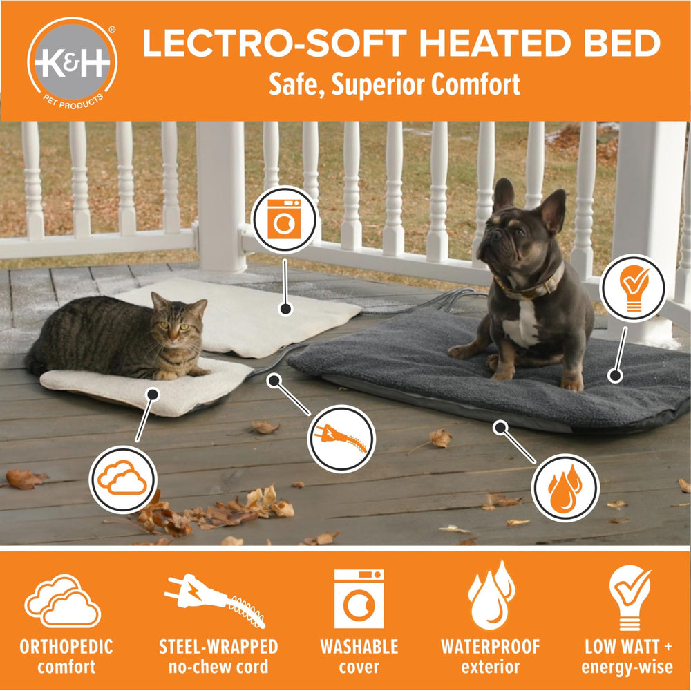 K&H Lectro-Soft Coussin orthopédique extérieur donne soutien doux pour animal en plein air.