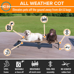 K&H lit chien hamac maillage respirant, idéal pour intérieur et extérieur.
